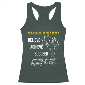 Honoring Past Inspiring Future Black History Month Racerback Tank Top TS10 Dark Forest Green Print Your Wear