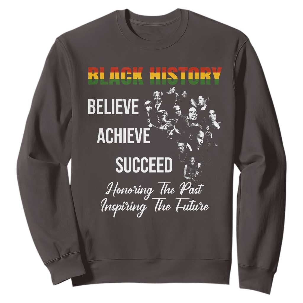 Honoring Past Inspiring Future Black History Month Sweatshirt TS10 Dark Chocolate Print Your Wear