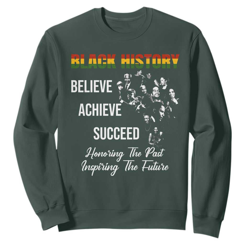 Honoring Past Inspiring Future Black History Month Sweatshirt TS10 Dark Forest Green Print Your Wear