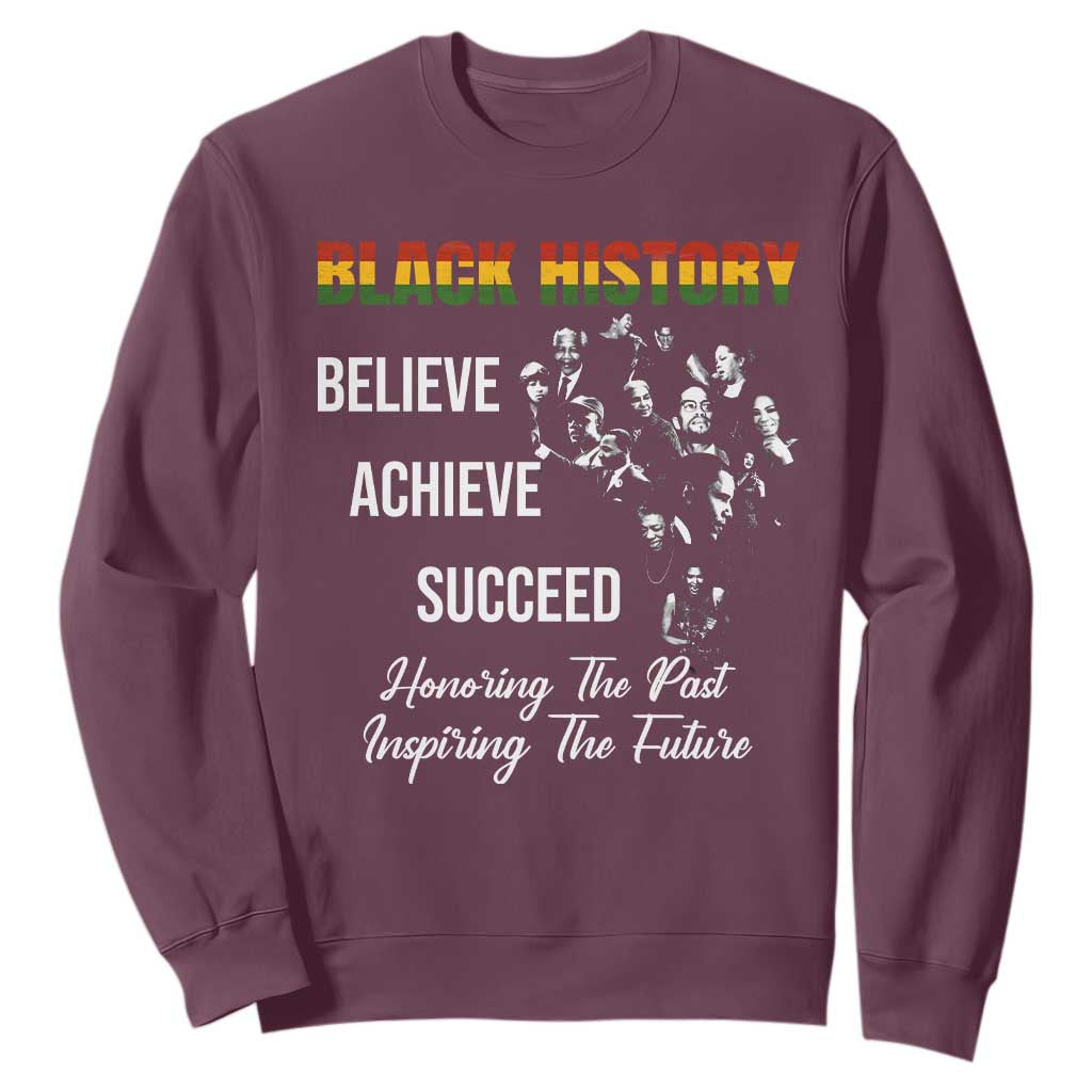 Honoring Past Inspiring Future Black History Month Sweatshirt TS10 Maroon Print Your Wear