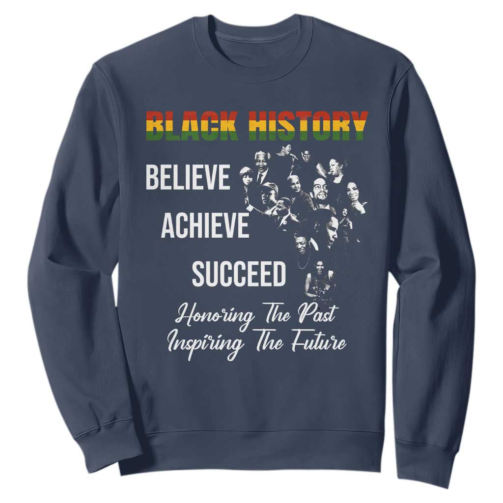 Honoring Past Inspiring Future Black History Month Sweatshirt TS10 Navy Print Your Wear