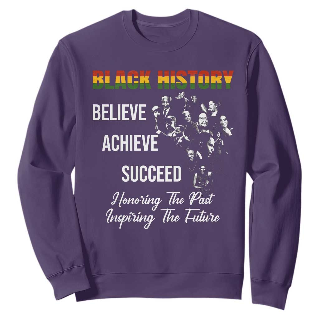 Honoring Past Inspiring Future Black History Month Sweatshirt TS10 Purple Print Your Wear