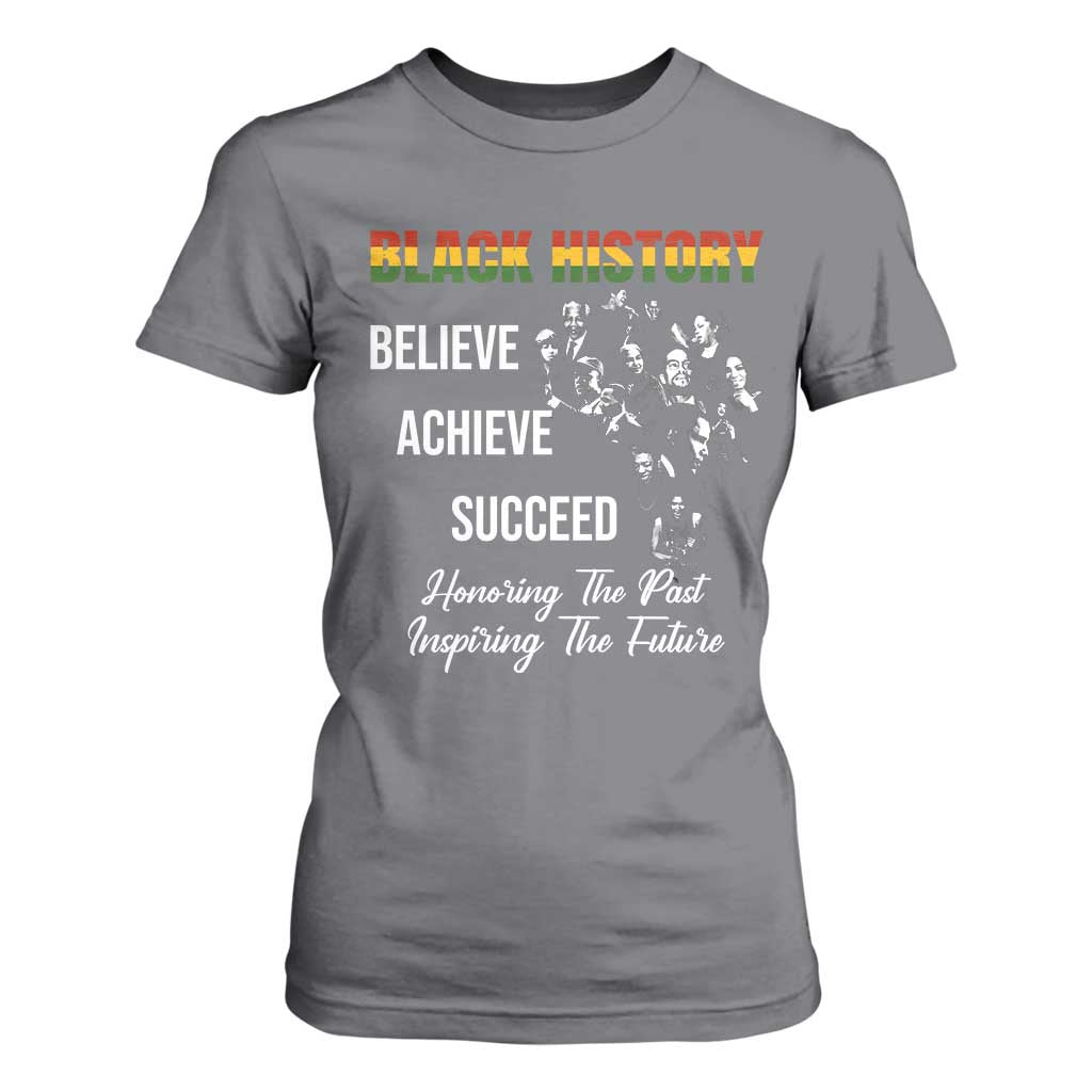 Honoring Past Inspiring Future Black History Month T Shirt For Women TS10 Charcoal Print Your Wear