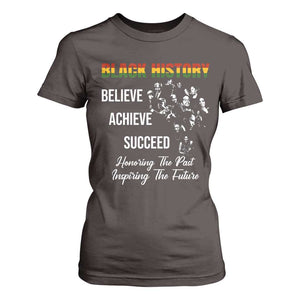 Honoring Past Inspiring Future Black History Month T Shirt For Women TS10 Dark Chocolate Print Your Wear