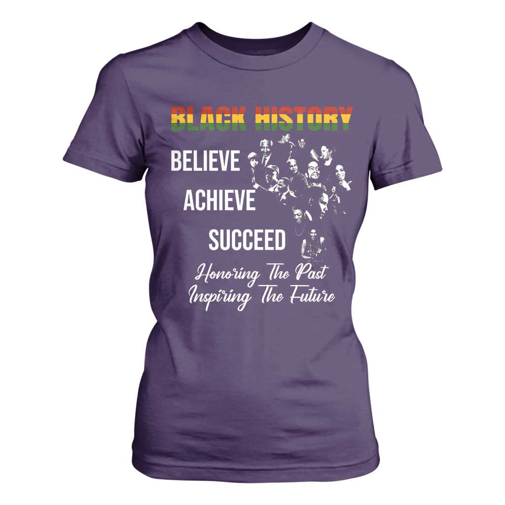Honoring Past Inspiring Future Black History Month T Shirt For Women TS10 Purple Print Your Wear