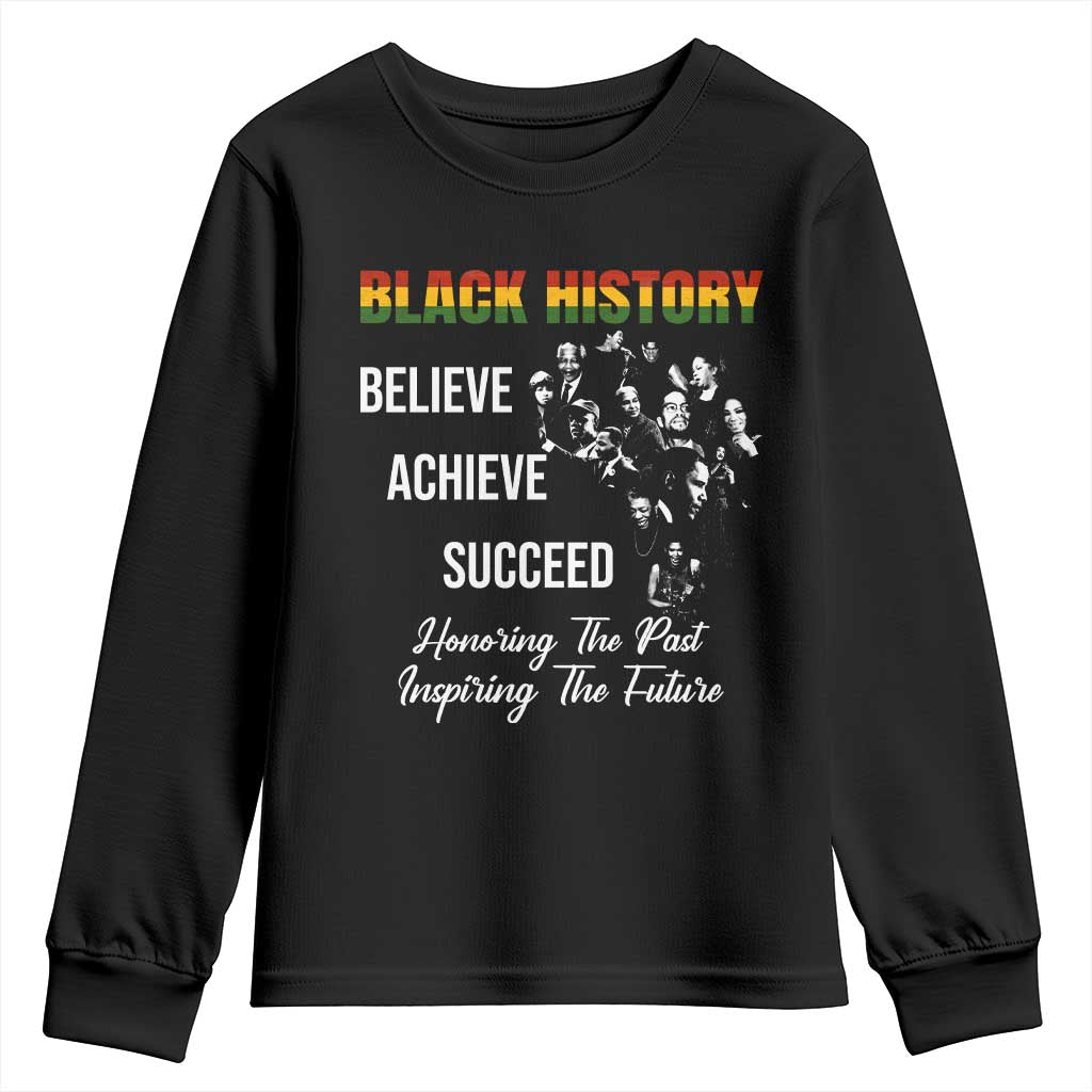 Honoring Past Inspiring Future Black History Month Youth Sweatshirt TS10 Black Print Your Wear