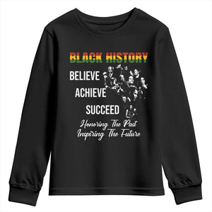 Honoring Past Inspiring Future Black History Month Youth Sweatshirt TS10 Black Print Your Wear