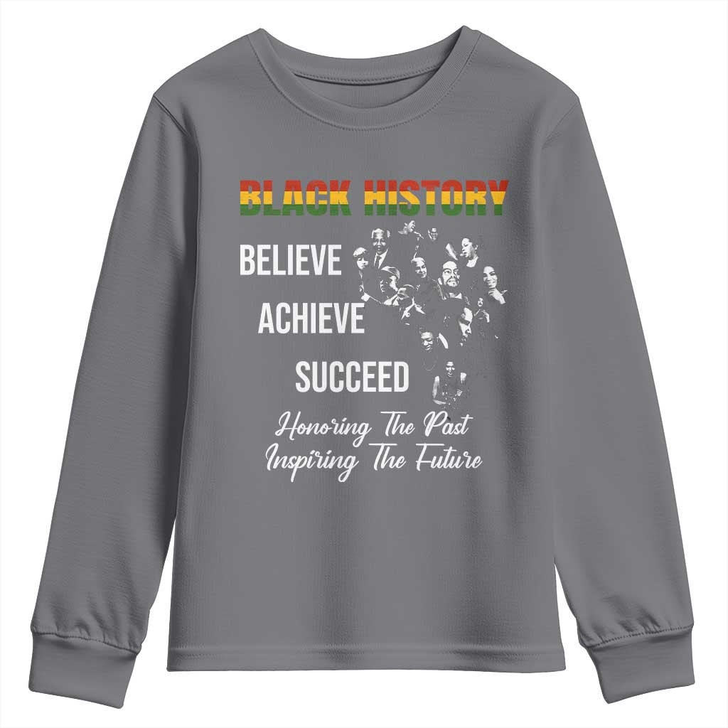 Honoring Past Inspiring Future Black History Month Youth Sweatshirt TS10 Charcoal Print Your Wear