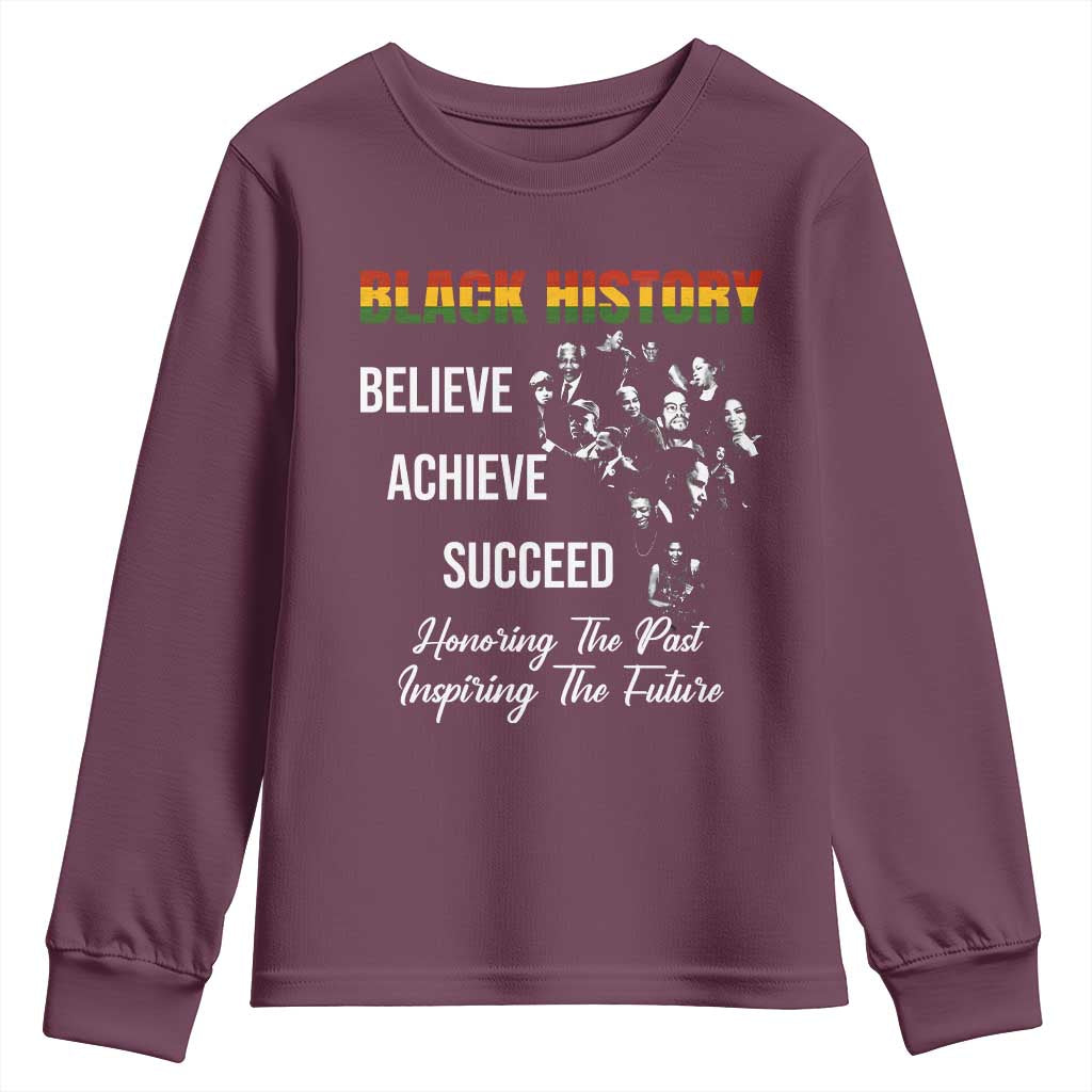 Honoring Past Inspiring Future Black History Month Youth Sweatshirt TS10 Maroon Print Your Wear