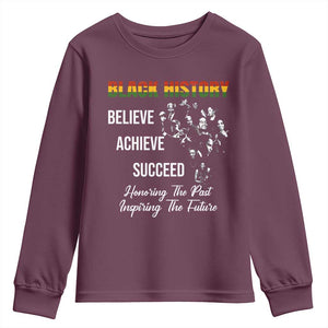 Honoring Past Inspiring Future Black History Month Youth Sweatshirt TS10 Maroon Print Your Wear