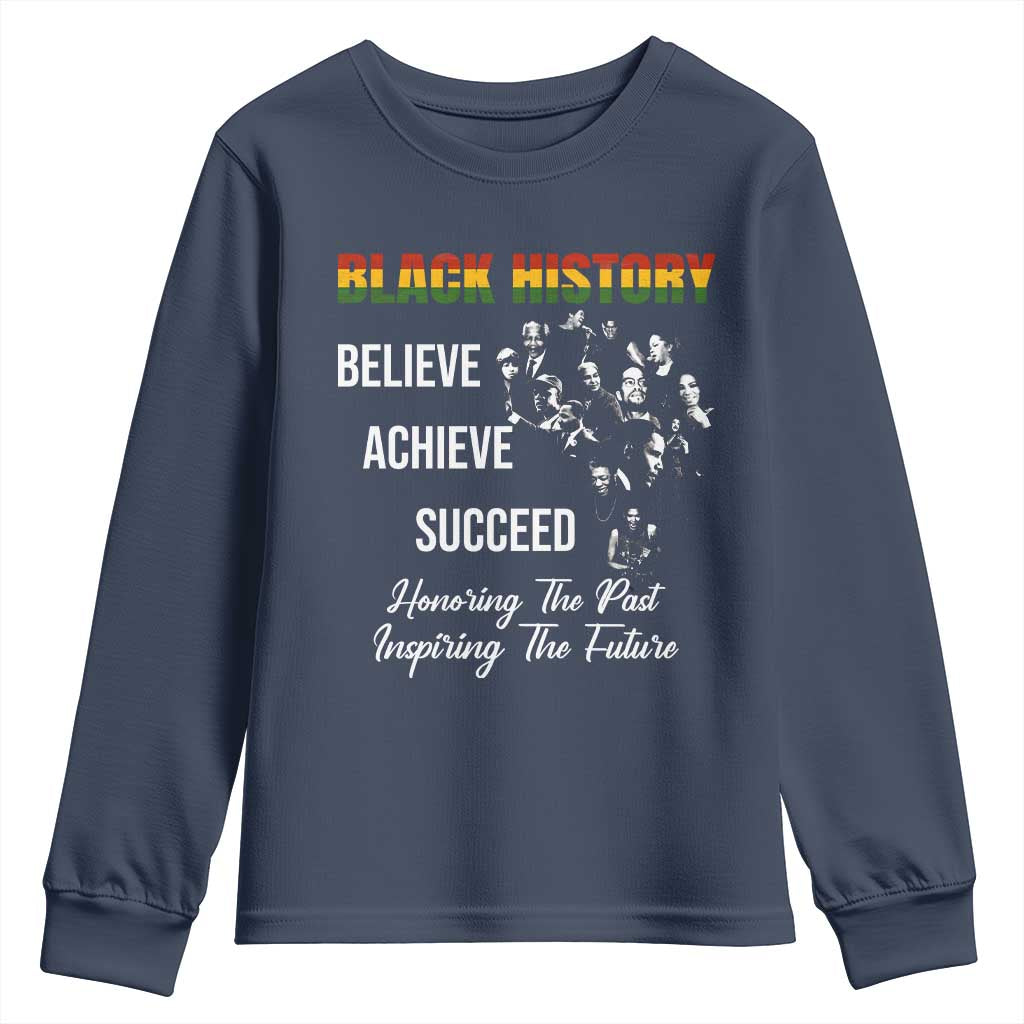 Honoring Past Inspiring Future Black History Month Youth Sweatshirt TS10 Navy Print Your Wear