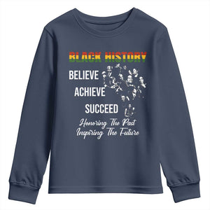 Honoring Past Inspiring Future Black History Month Youth Sweatshirt TS10 Navy Print Your Wear