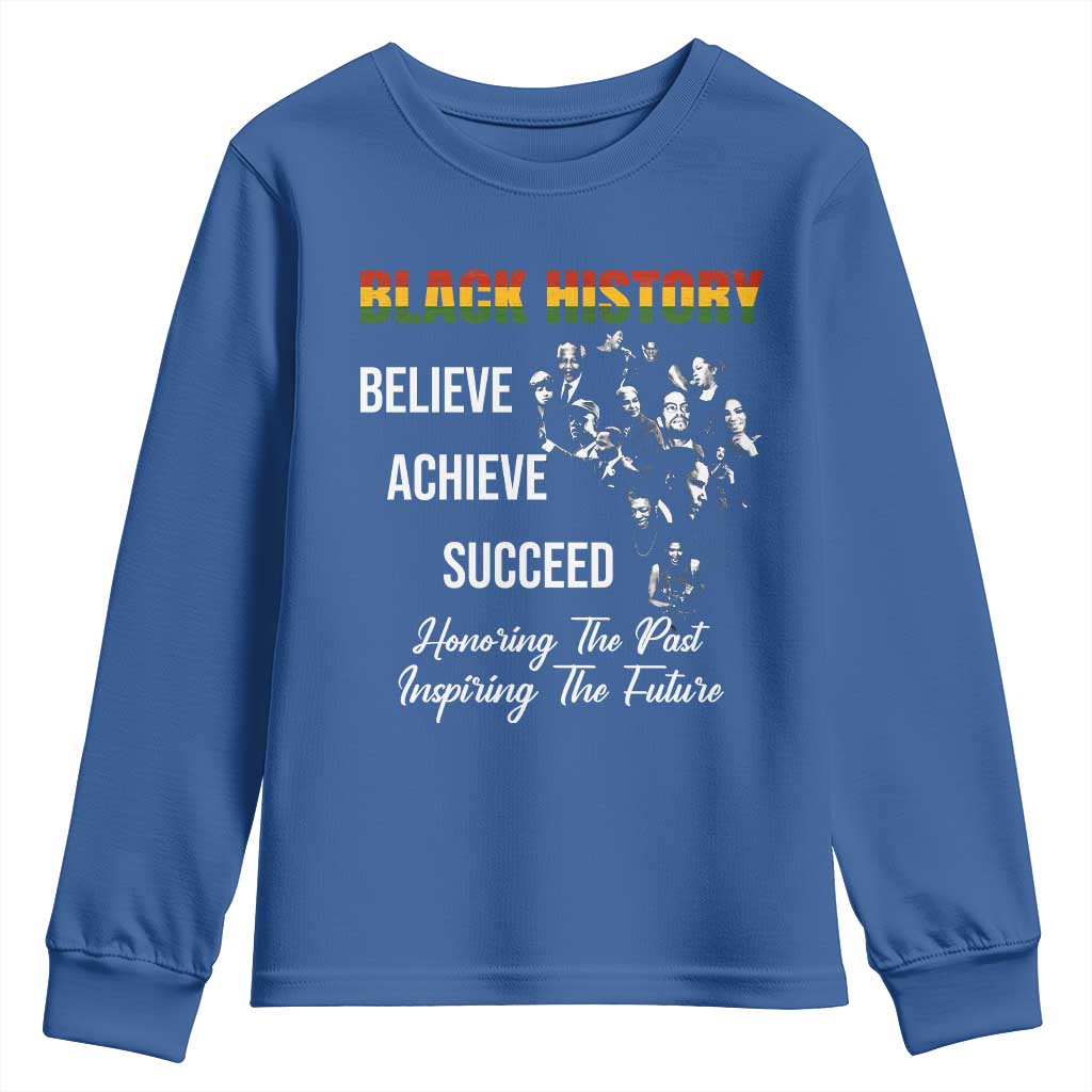 Honoring Past Inspiring Future Black History Month Youth Sweatshirt TS10 Royal Blue Print Your Wear