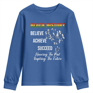Honoring Past Inspiring Future Black History Month Youth Sweatshirt TS10 Royal Blue Print Your Wear
