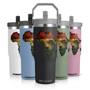 Black History Month Flip Straw Tumbler Pan African Africa Map Black Pride TS10 Print Your Wear