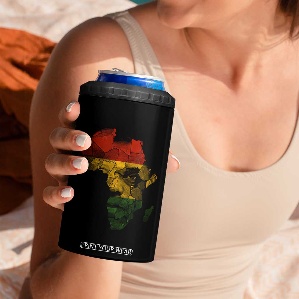 Black History Month 4 in 1 Can Cooler Tumbler Pan African Africa Map Black Pride TS10 Print Your Wear