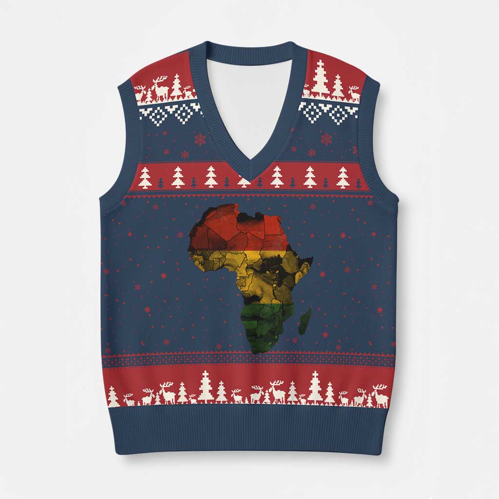 Black History Month V-Neck Knit Sweater Vest Pan African Africa Map Black Pride TS10 Navy Red Print Your Wear