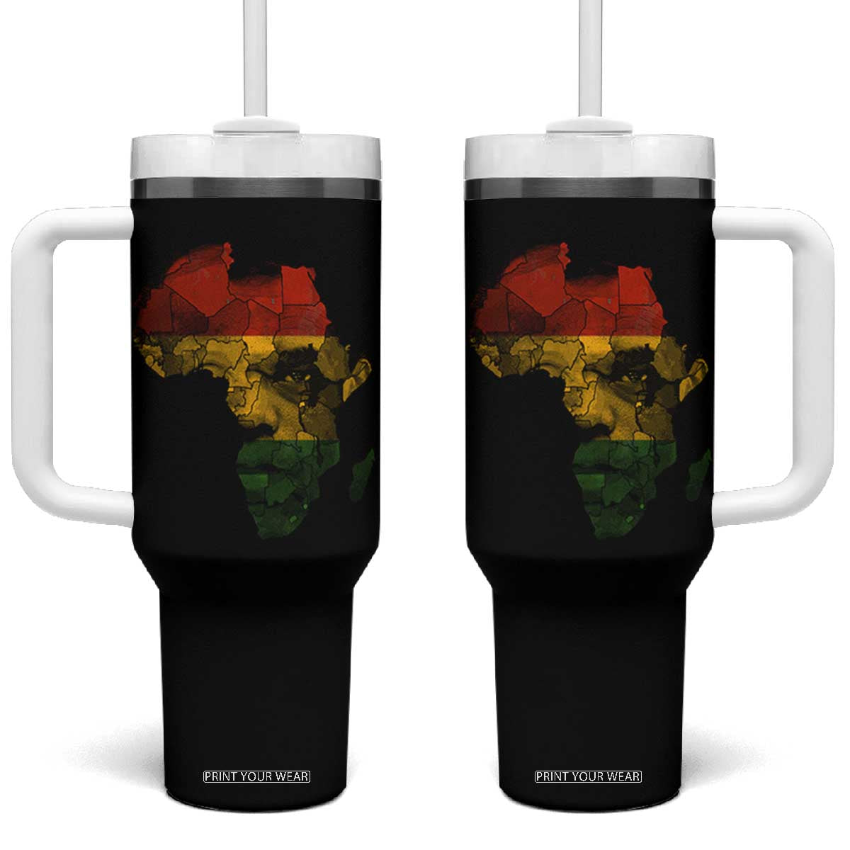 Black History Month Tumbler With Handle Pan African Africa Map Black Pride TS10 One Size: 40 oz Black Print Your Wear