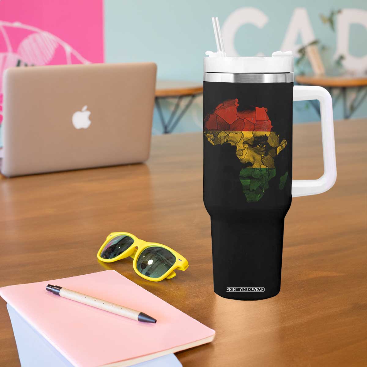 Black History Month Tumbler With Handle Pan African Africa Map Black Pride TS10 Print Your Wear