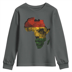 Black History Month Youth Sweatshirt Pan African Africa Map Black Pride TS10 Dark Heather Print Your Wear
