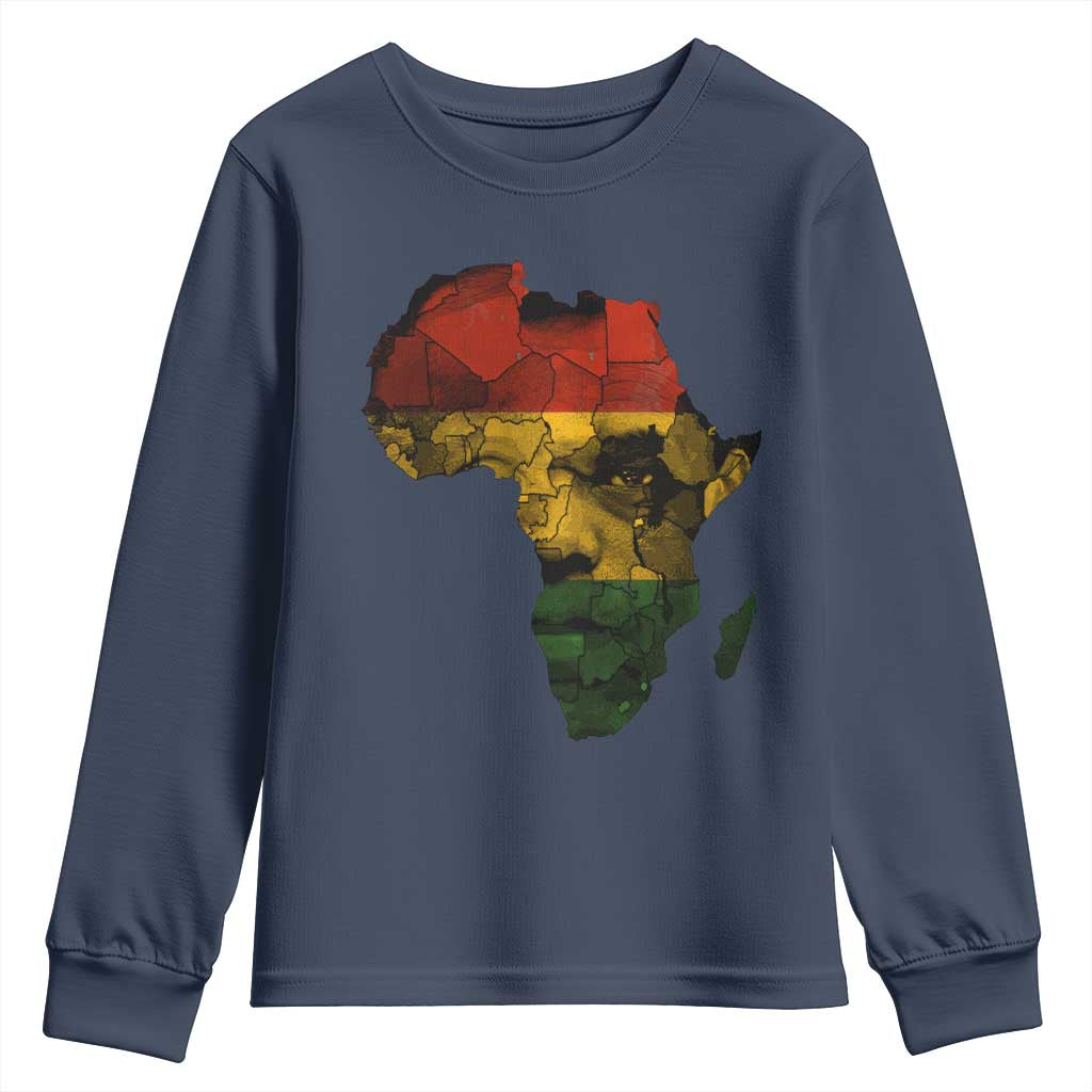 Black History Month Youth Sweatshirt Pan African Africa Map Black Pride TS10 Navy Print Your Wear