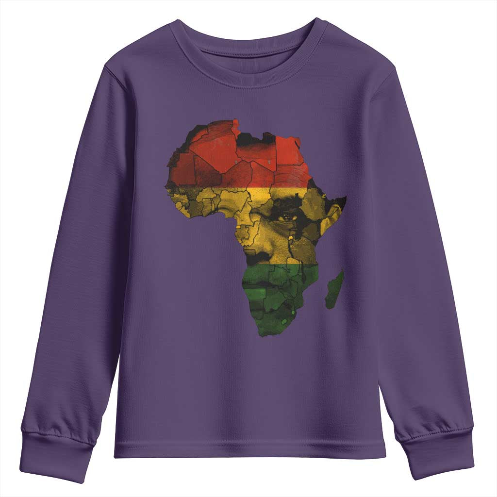 Black History Month Youth Sweatshirt Pan African Africa Map Black Pride TS10 Purple Print Your Wear
