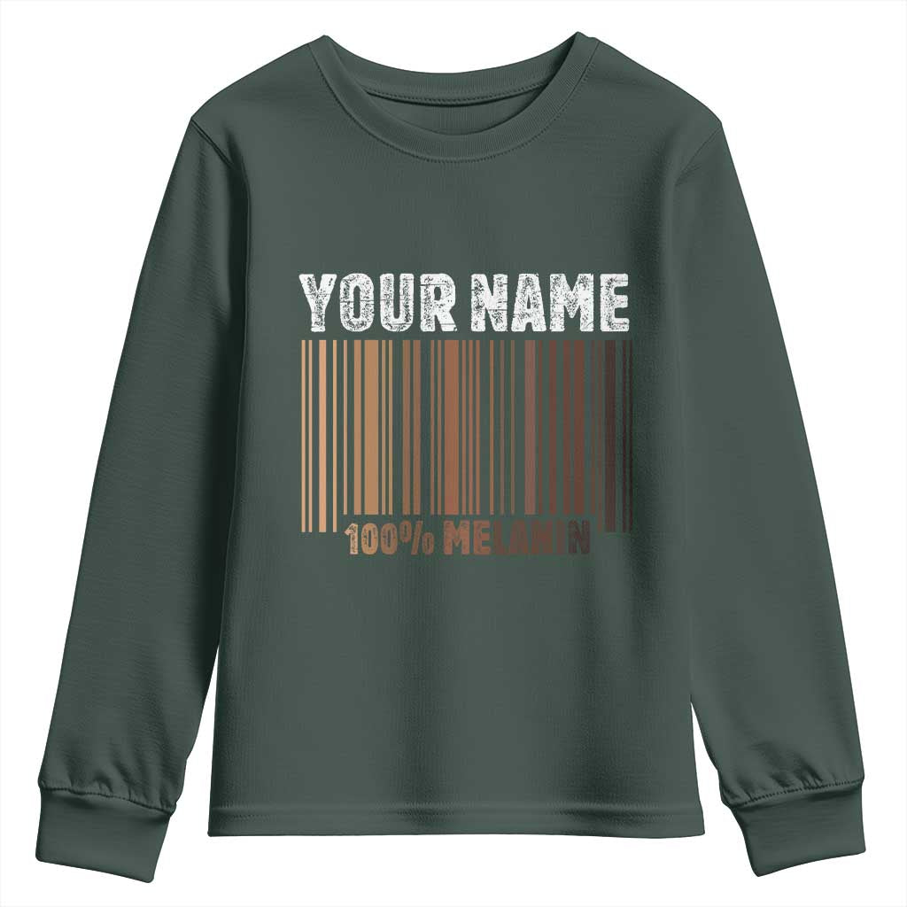 Personalized Gifts Black Pride Youth Sweatshirt Custom Name Melanin BLM African History Gift TS10 Dark Forest Green Print Your Wear