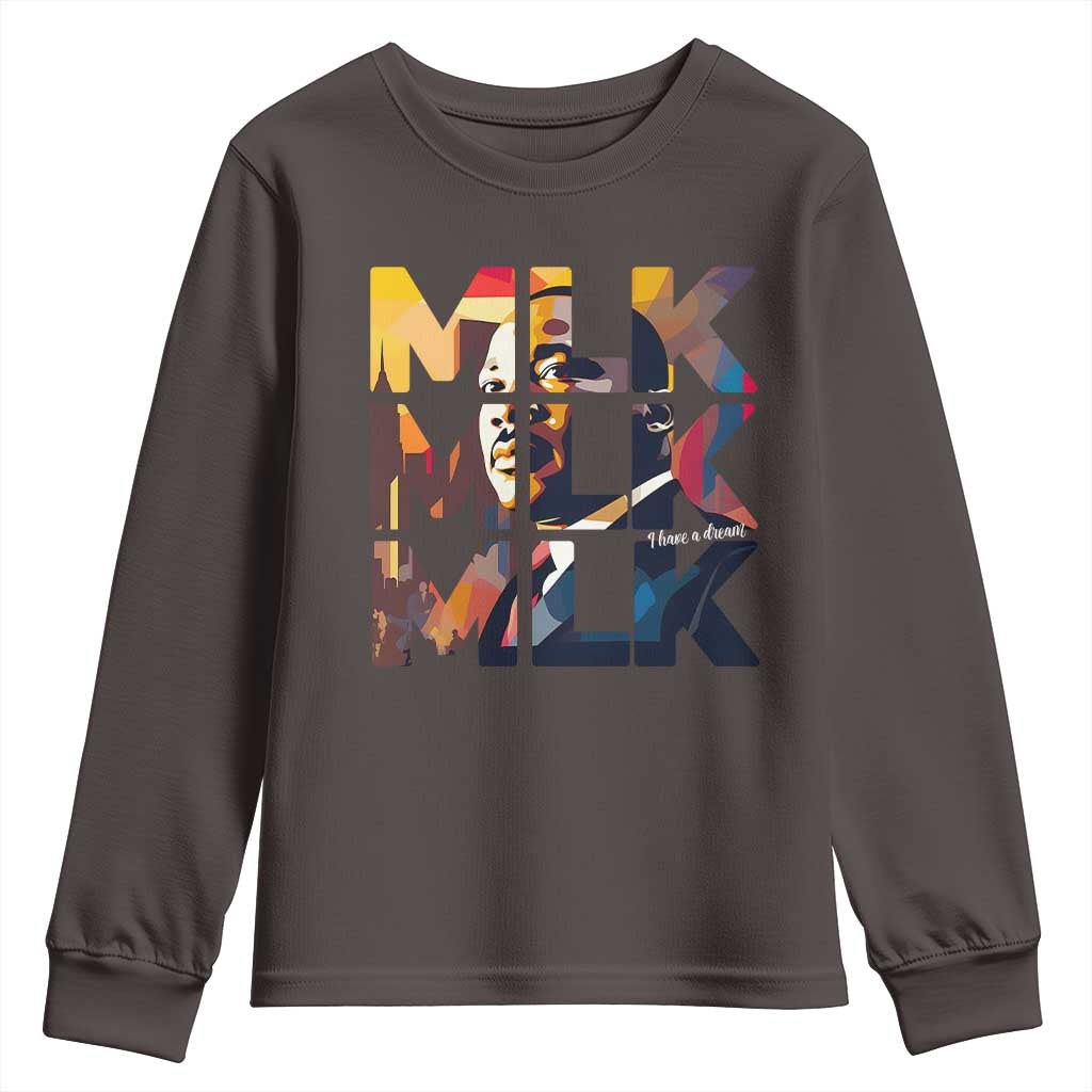 Martin Luther King Jr. Youth Sweatshirt Black History Month I Have A Dream TS10 Dark Chocolate Print Your Wear