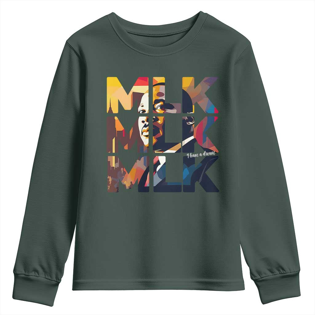 Martin Luther King Jr. Youth Sweatshirt Black History Month I Have A Dream TS10 Dark Forest Green Print Your Wear