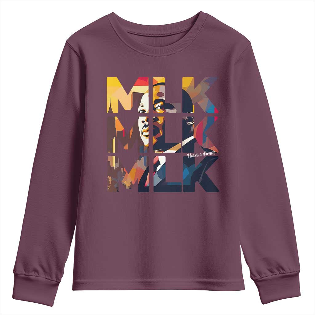 Martin Luther King Jr. Youth Sweatshirt Black History Month I Have A Dream TS10 Maroon Print Your Wear