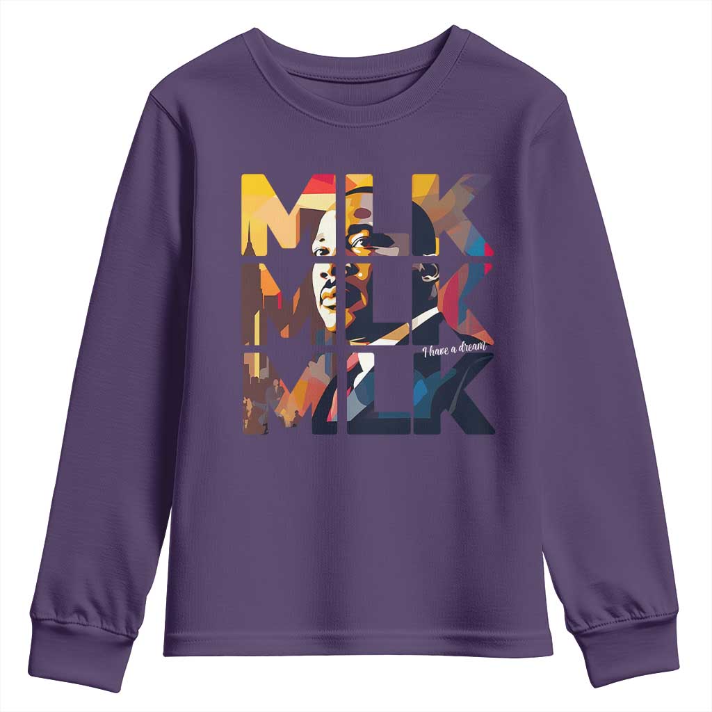 Martin Luther King Jr. Youth Sweatshirt Black History Month I Have A Dream TS10 Purple Print Your Wear