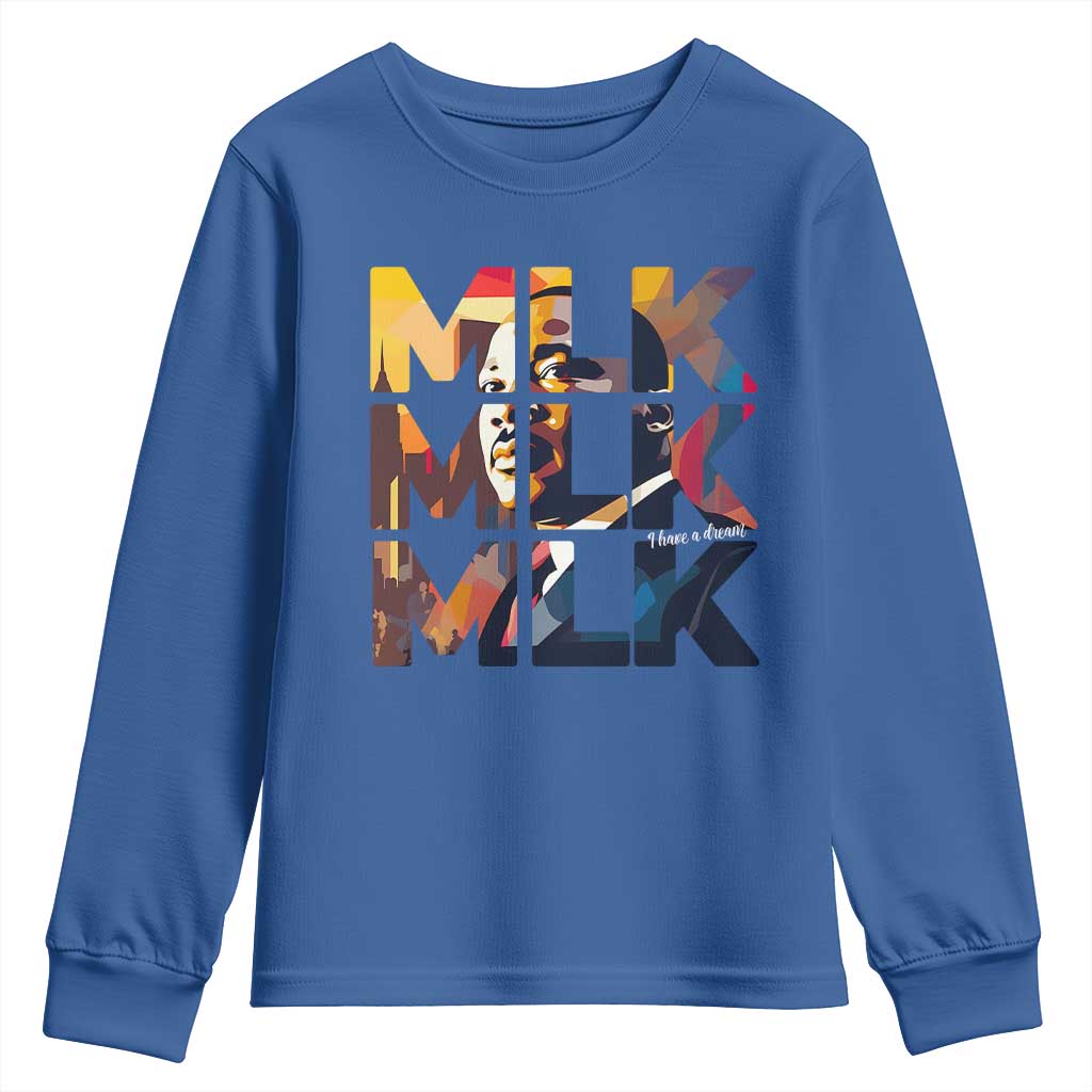 Martin Luther King Jr. Youth Sweatshirt Black History Month I Have A Dream TS10 Royal Blue Print Your Wear