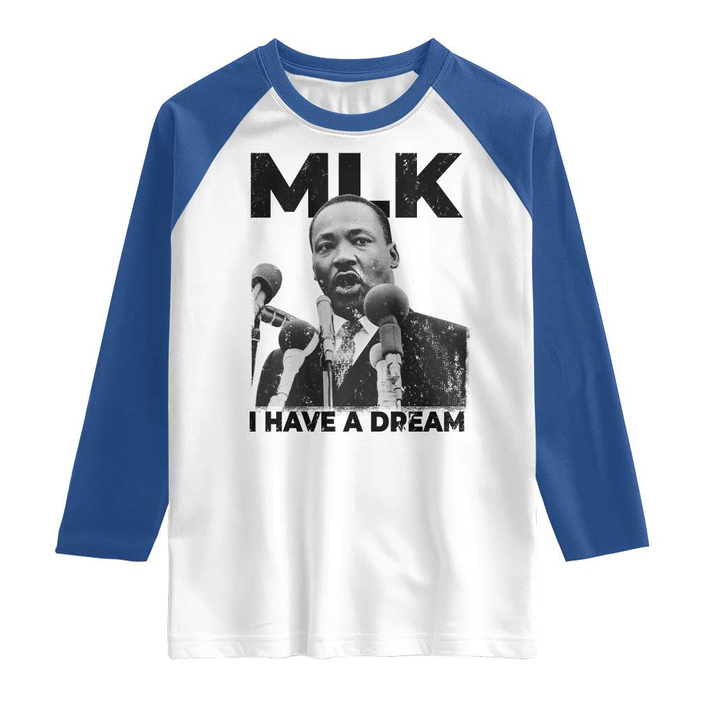 Martin Luther King Raglan Shirt I Have A Dream MLK Black History Month TS10 White Royal Print Your Wear