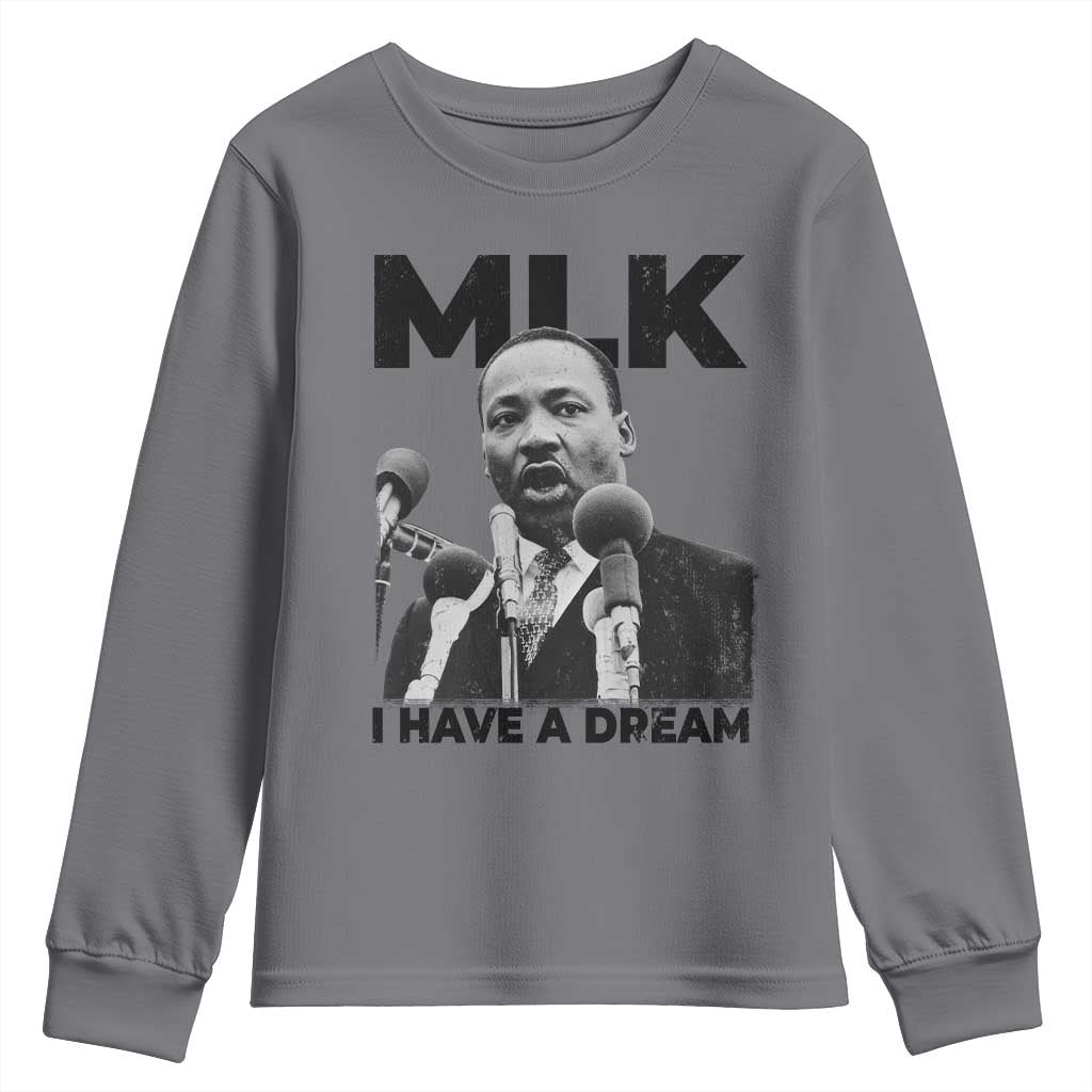 Martin Luther King Youth Sweatshirt I Have A Dream MLK Black History Month TS10 Charcoal Print Your Wear