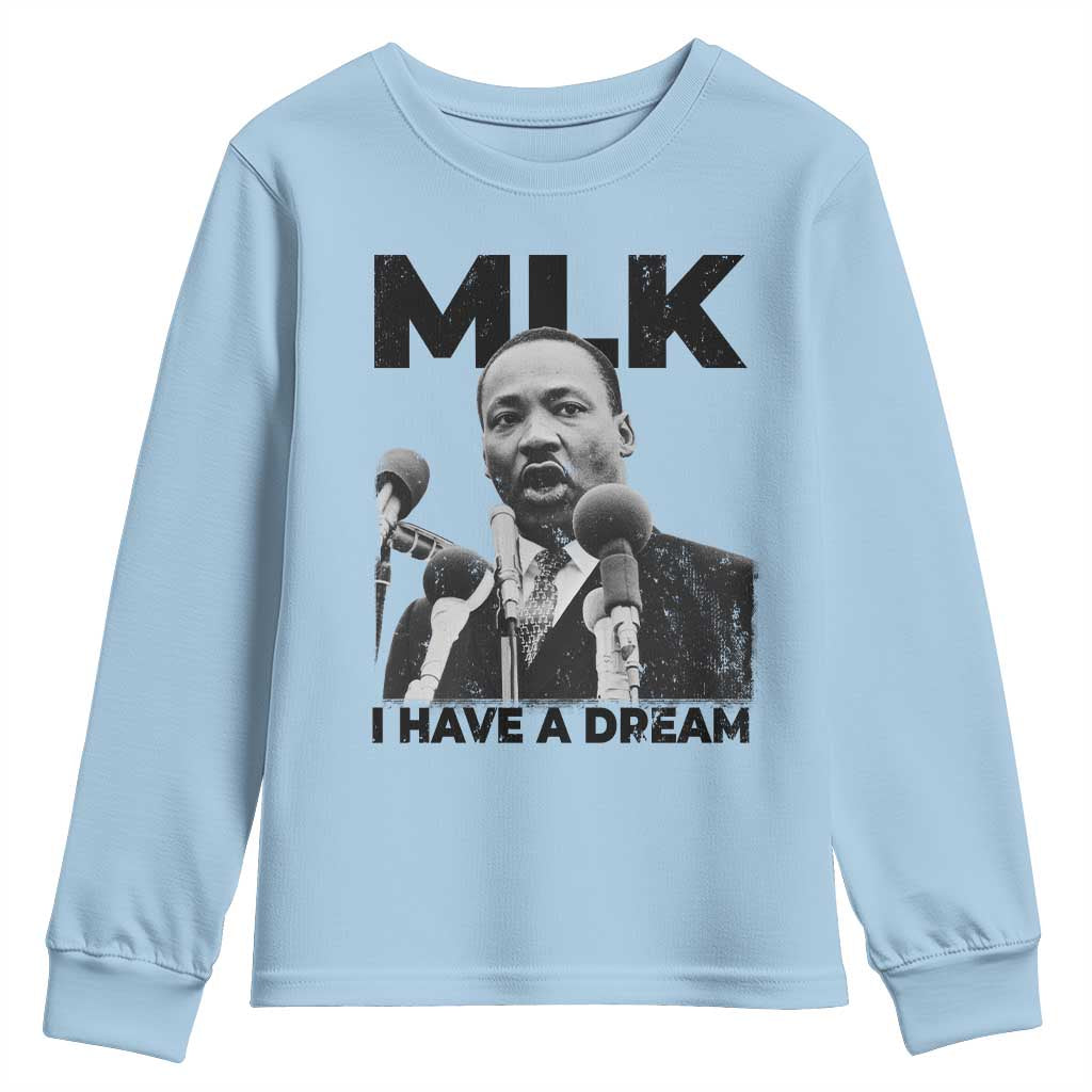 Martin Luther King Youth Sweatshirt I Have A Dream MLK Black History Month TS10 Light Blue Print Your Wear