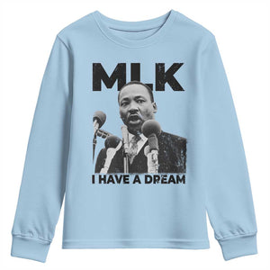 Martin Luther King Youth Sweatshirt I Have A Dream MLK Black History Month TS10 Light Blue Print Your Wear