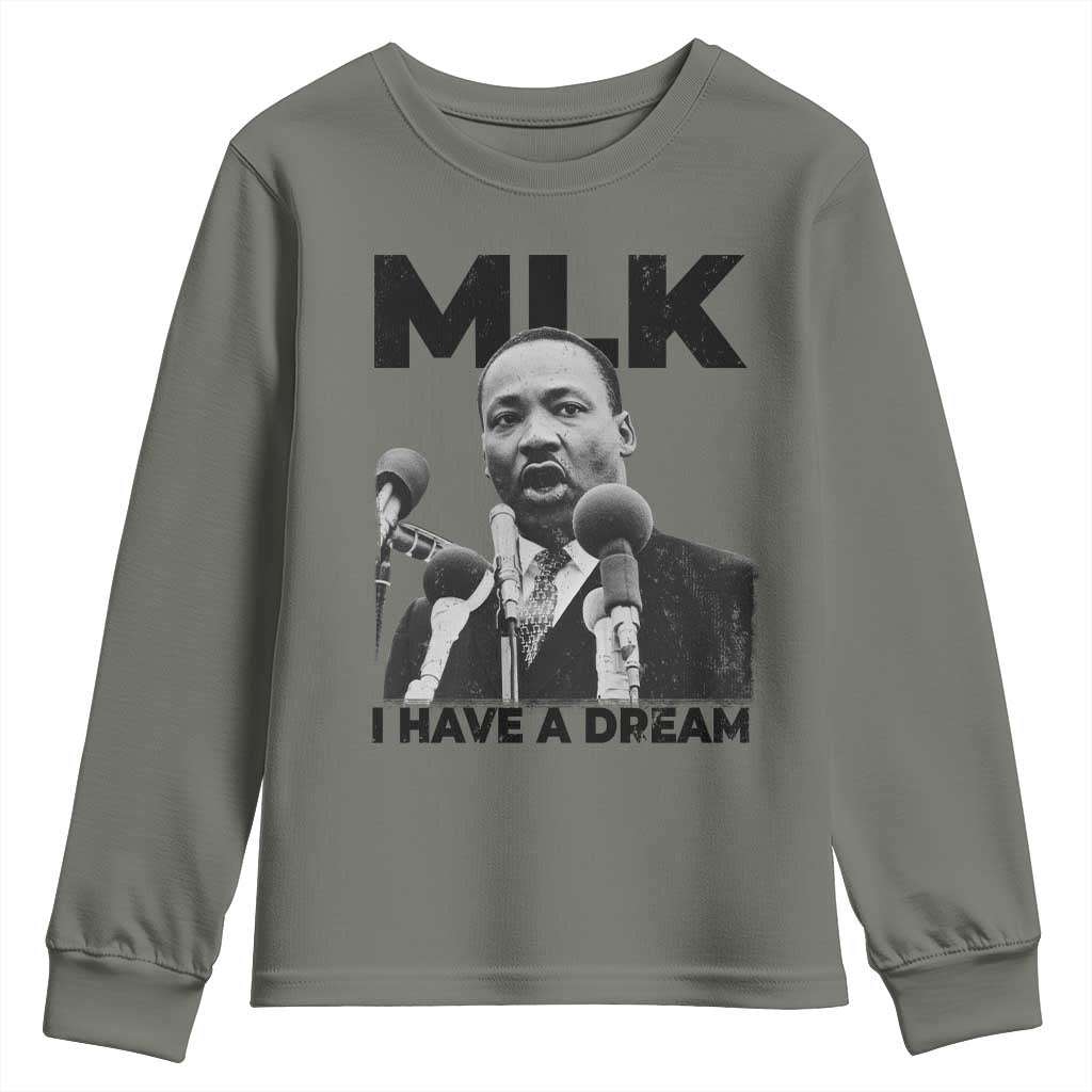 Martin Luther King Youth Sweatshirt I Have A Dream MLK Black History Month TS10 Military Green Print Your Wear