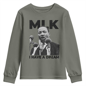 Martin Luther King Youth Sweatshirt I Have A Dream MLK Black History Month TS10 Military Green Print Your Wear