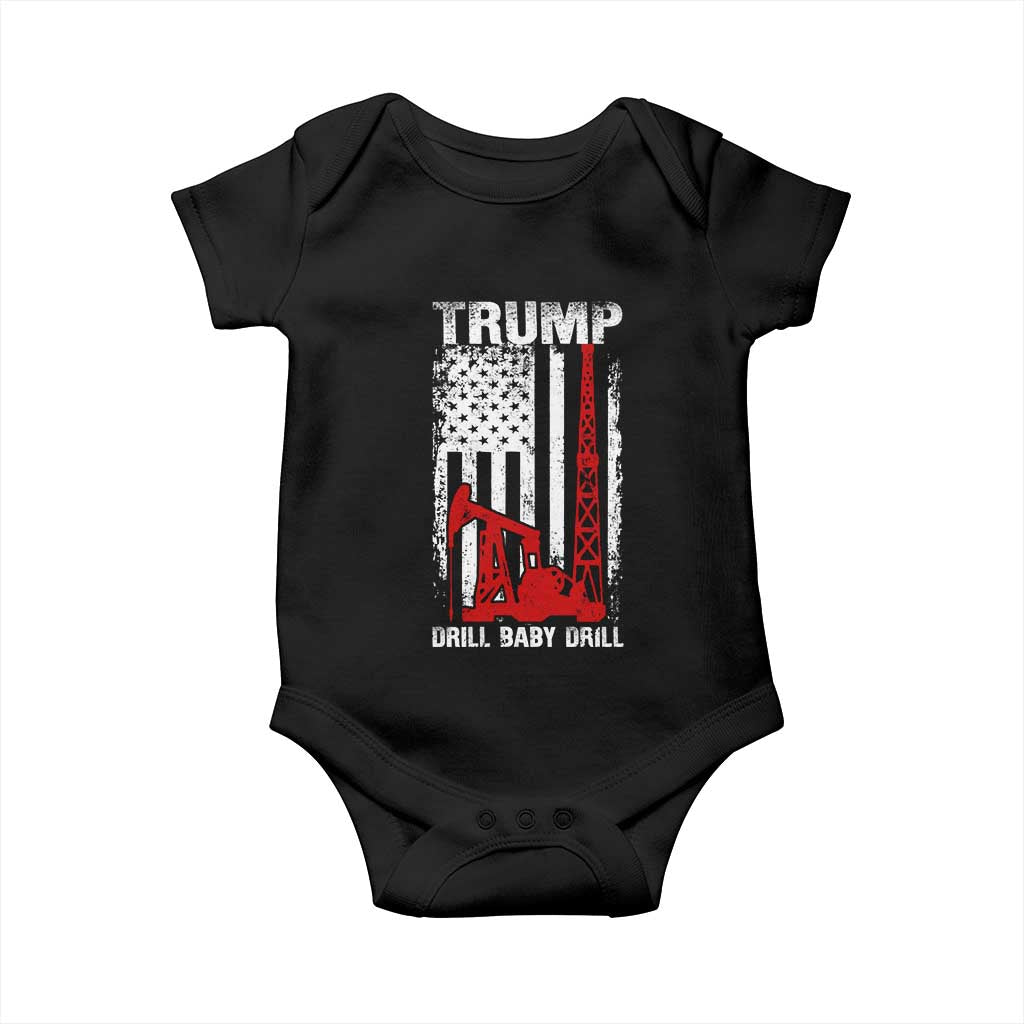 Trump Liberation Day Baby Onesie Drill Baby Drill Oilrig Oilfield American Flag Patriotic TS10 Black Print Your Wear