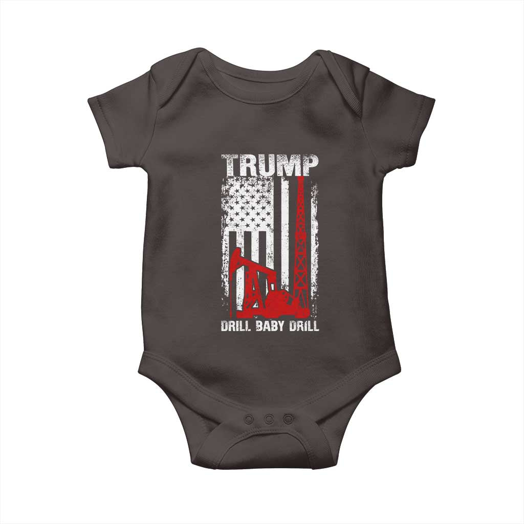 Trump Liberation Day Baby Onesie Drill Baby Drill Oilrig Oilfield American Flag Patriotic TS10 Dark Chocolate Print Your Wear