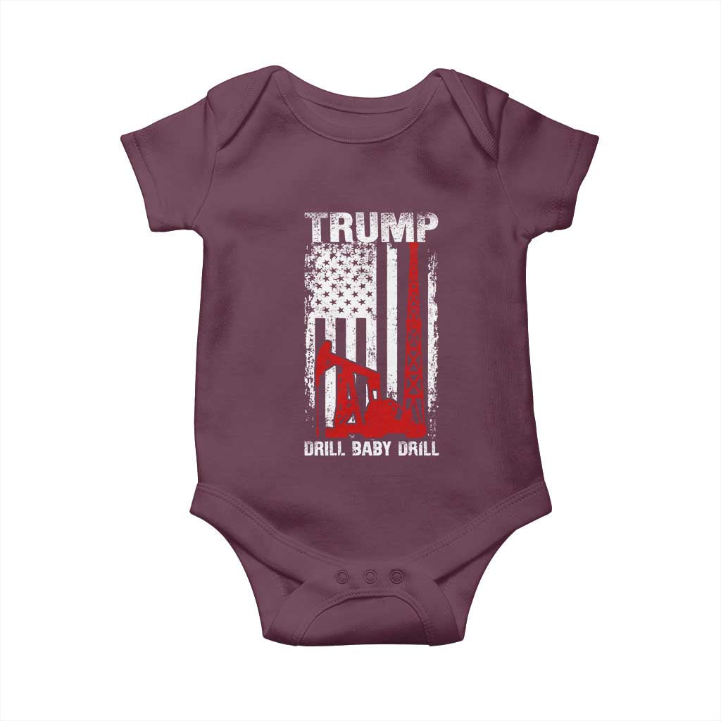 Trump Liberation Day Baby Onesie Drill Baby Drill Oilrig Oilfield American Flag Patriotic TS10 Maroon Print Your Wear