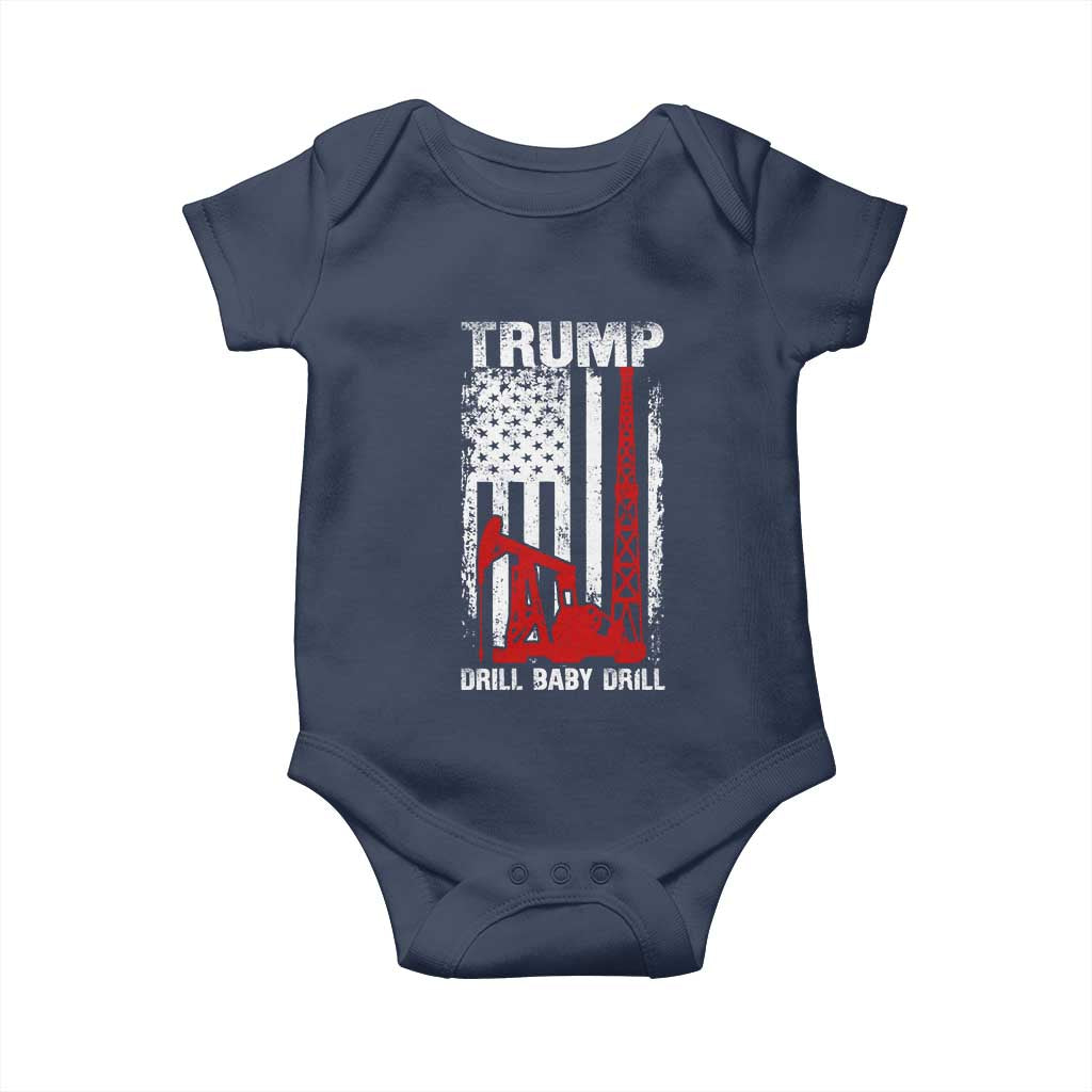 Trump Liberation Day Baby Onesie Drill Baby Drill Oilrig Oilfield American Flag Patriotic TS10 Navy Print Your Wear