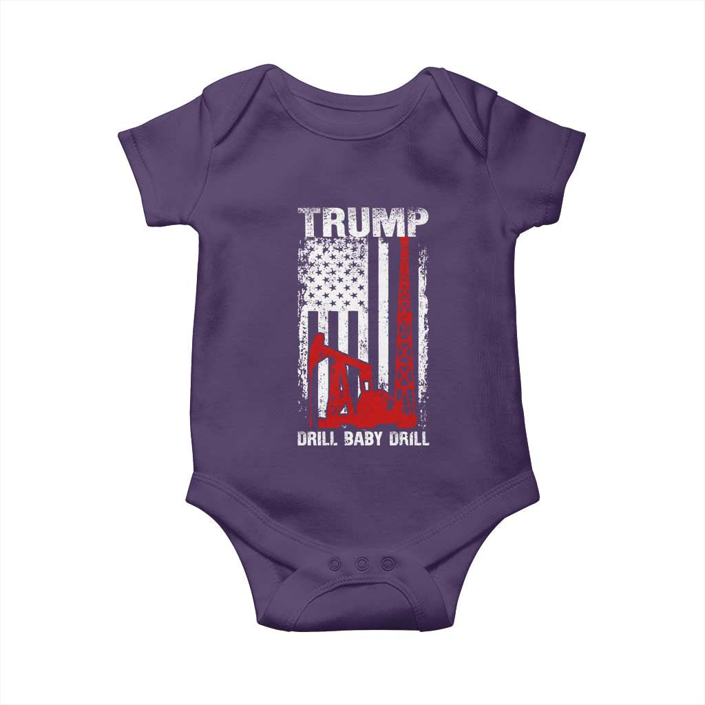 Trump Liberation Day Baby Onesie Drill Baby Drill Oilrig Oilfield American Flag Patriotic TS10 Purple Print Your Wear