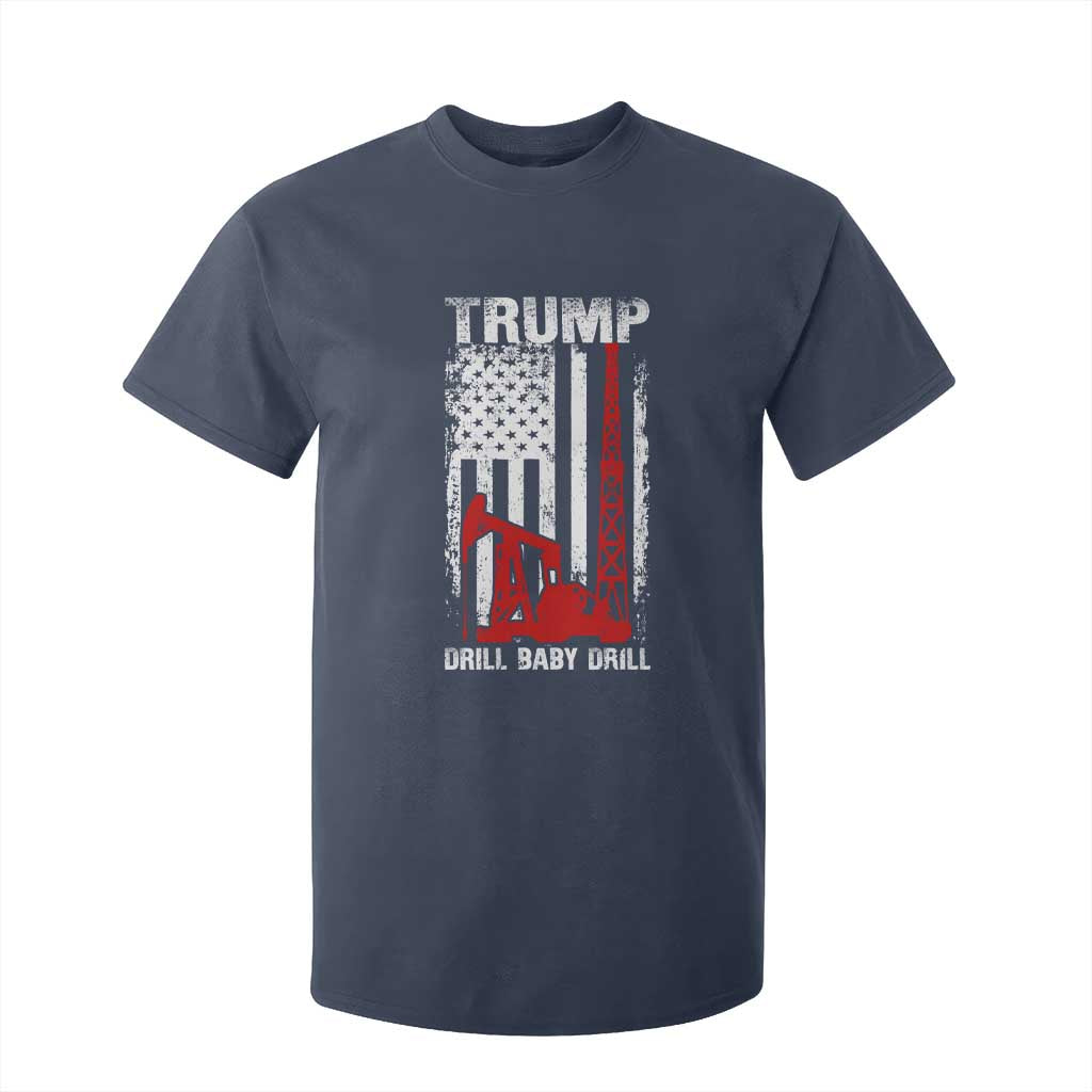 Trump Liberation Day T Shirt For Kid Drill Baby Drill Oilrig Oilfield American Flag Patriotic TS10 Navy Print Your Wear