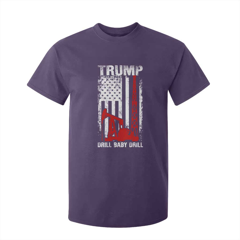 Trump Liberation Day T Shirt For Kid Drill Baby Drill Oilrig Oilfield American Flag Patriotic TS10 Purple Print Your Wear