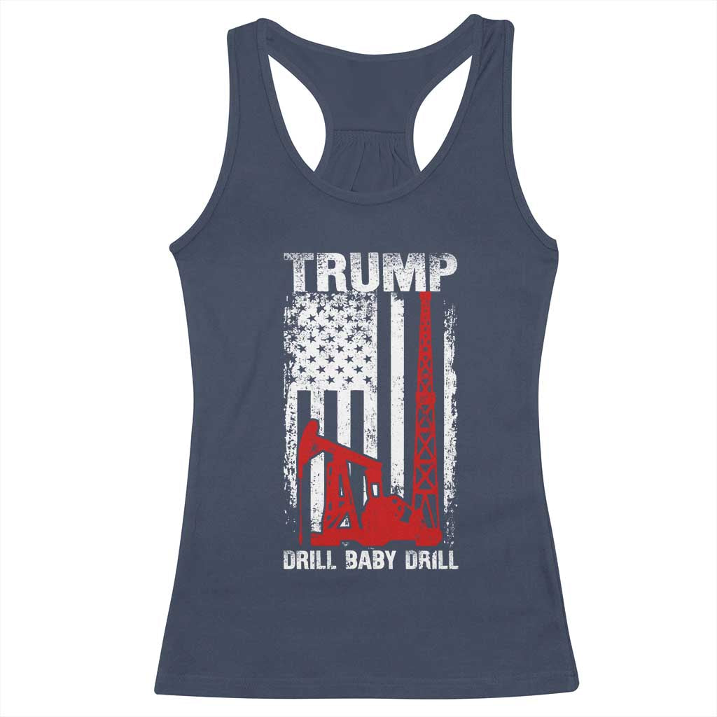 Trump Liberation Day Racerback Tank Top Drill Baby Drill Oilrig Oilfield American Flag Patriotic TS10 Navy Print Your Wear