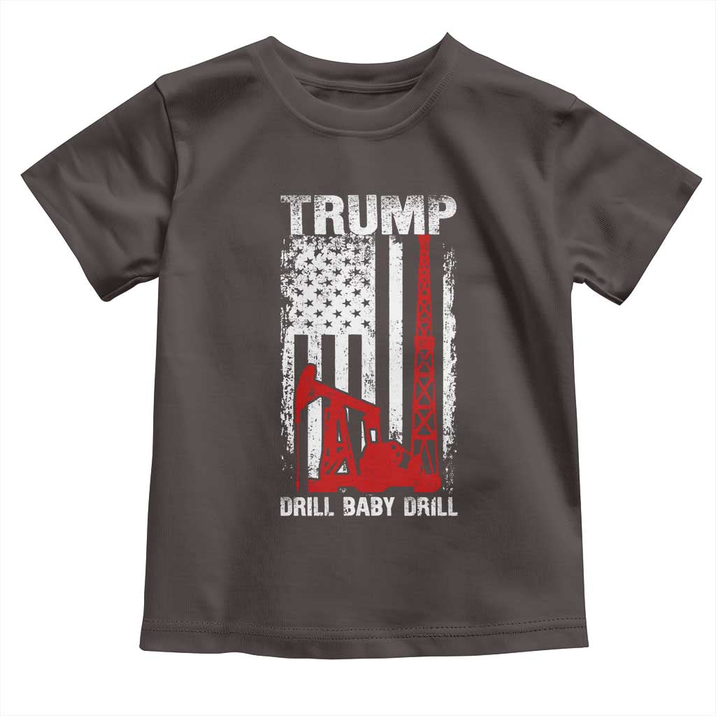 Trump Liberation Day Toddler T Shirt Drill Baby Drill Oilrig Oilfield American Flag Patriotic TS10 Dark Chocolate Print Your Wear