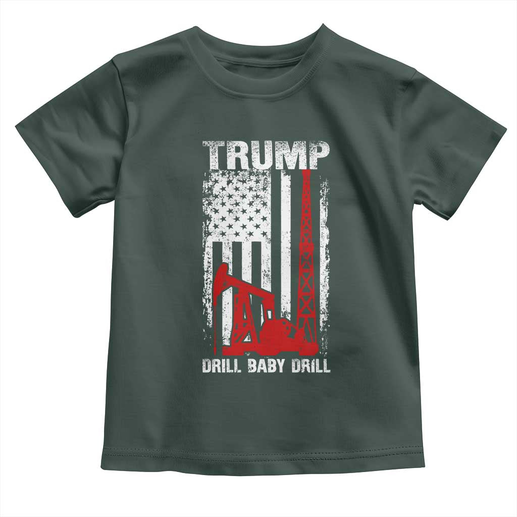 Trump Liberation Day Toddler T Shirt Drill Baby Drill Oilrig Oilfield American Flag Patriotic TS10 Dark Forest Green Print Your Wear