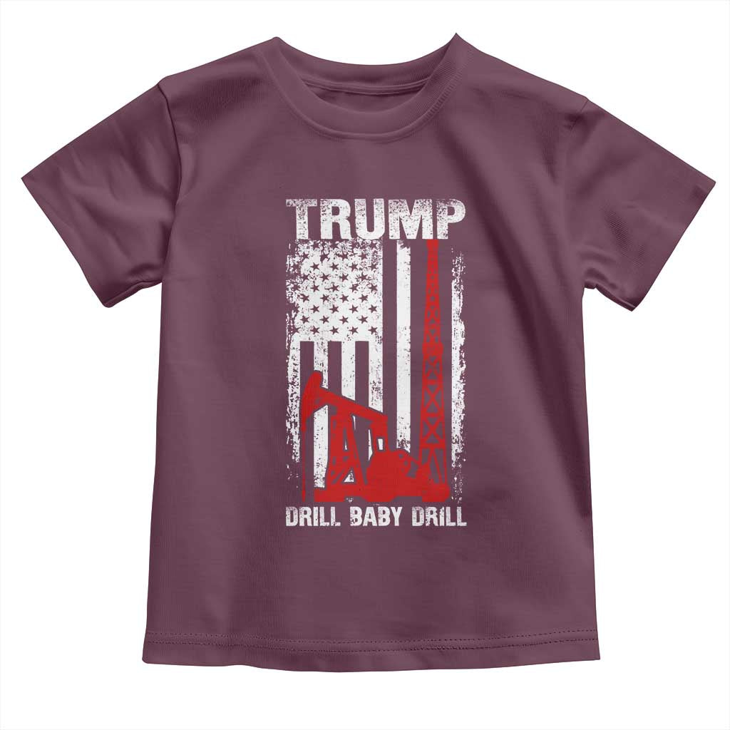 Trump Liberation Day Toddler T Shirt Drill Baby Drill Oilrig Oilfield American Flag Patriotic TS10 Maroon Print Your Wear