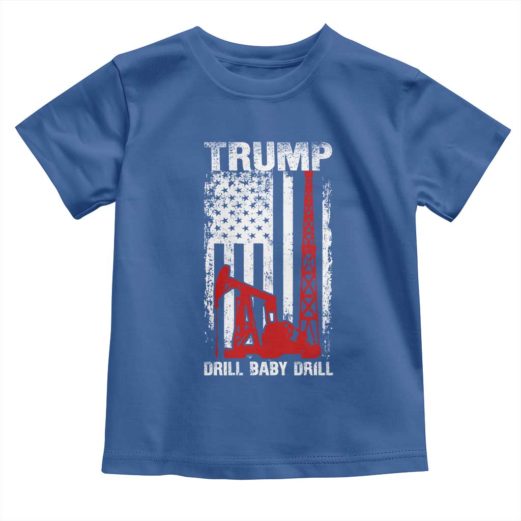 Trump Liberation Day Toddler T Shirt Drill Baby Drill Oilrig Oilfield American Flag Patriotic TS10 Royal Blue Print Your Wear